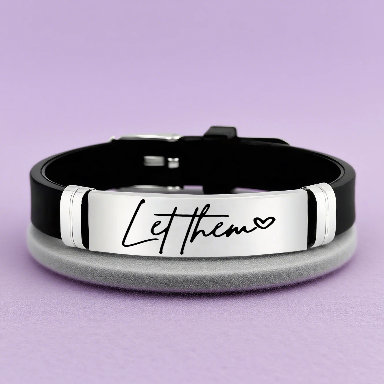 ملهمة "دع لهم"، سوار سيليكون مخصص من الفولاذ المقاوم للصدأ، تحفز بنفسك، هدية مثالية لعطلات أعياد الميلاد