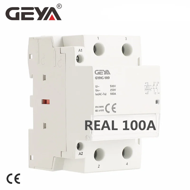 GEYA GYHC 2Phase 100A AC Contactor 220V 230V Din Rail Household Modular Contactor Switch Controller Smart Home Hotel Use