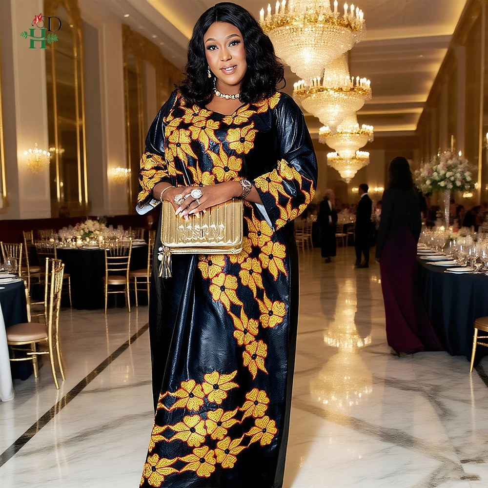 アフリカの服女性の伝統的なドレス刺繍バザンウェディングパーティードレスアンカラ Bubu ローブ Trads 着用 Djellaba 服