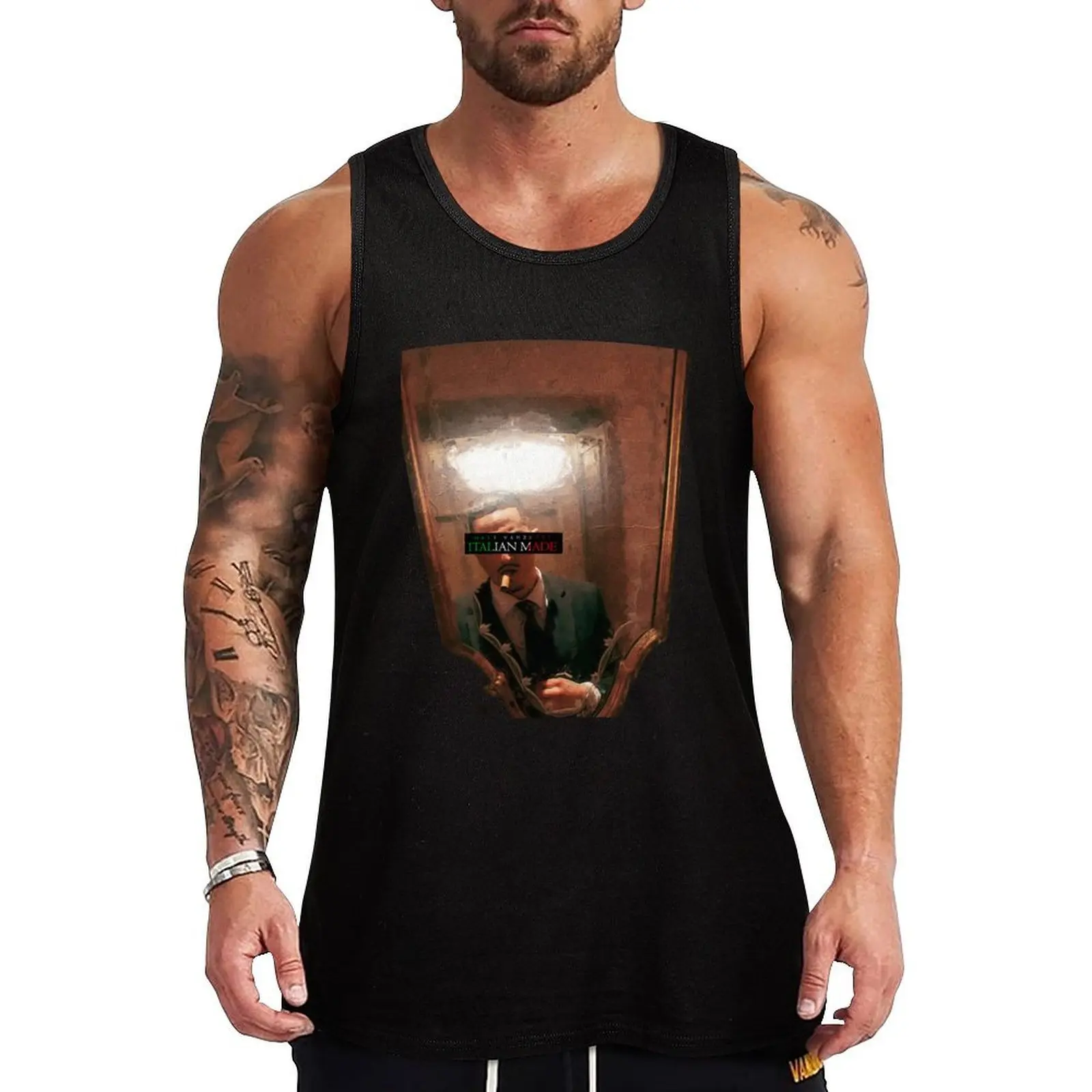 

Italian Made Mirror Reflection Tank Top Classic Basic Tank Top Solid Color Everyday Wear