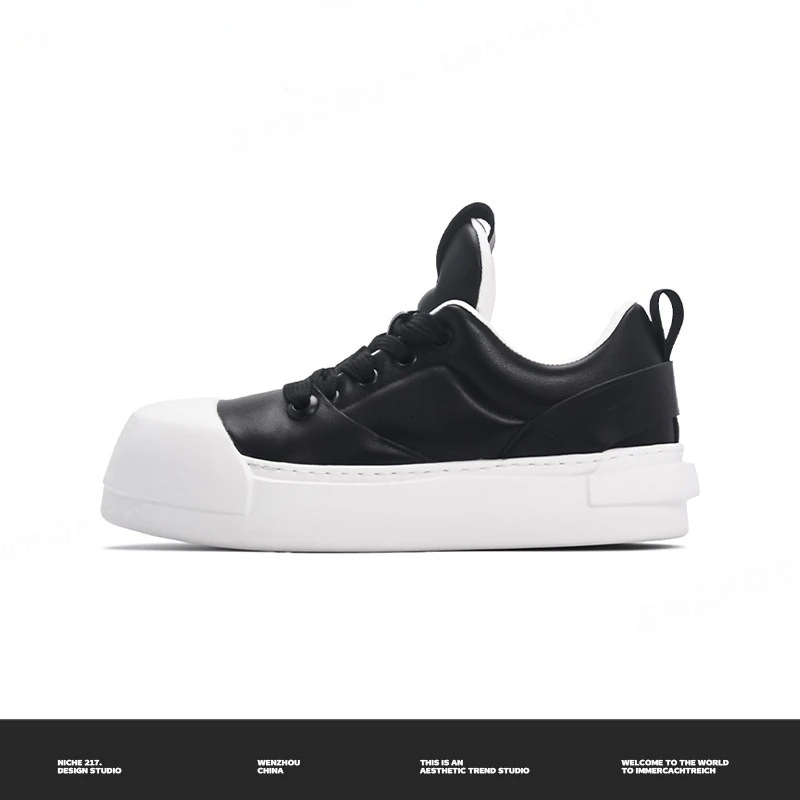 

Мужские кожаные туфли-сабли 2026 года, на толстой подошве, увеличивающие рост, удобные, универсальные, в стиле скейтерских кед