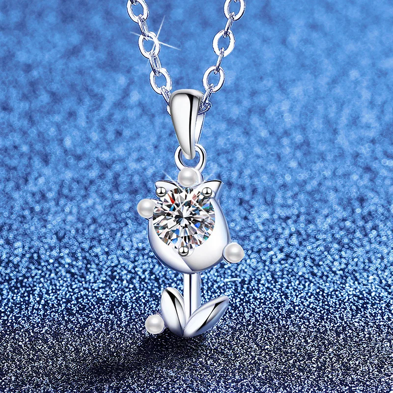 

Платиновое ожерелье из муассанита PT95018 карат, простое в стиле, нишевый дизайн, модное, легкое роскошное, женское ожерелье с лесной розой