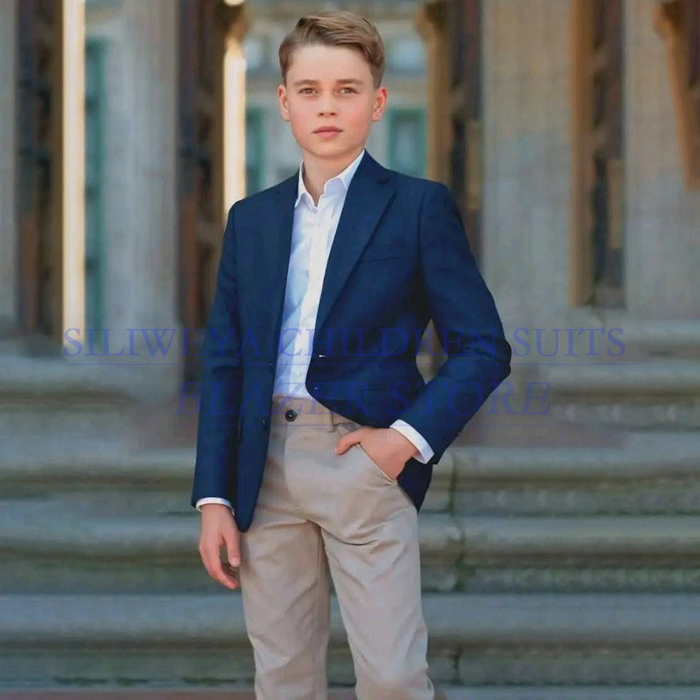 

Высококачественные костюмы для мальчиков, модные однобортные облегающие костюмы с лацканами, комплекты из двух предметов, куртка и брюки, элегантная свадебная детская одежда
