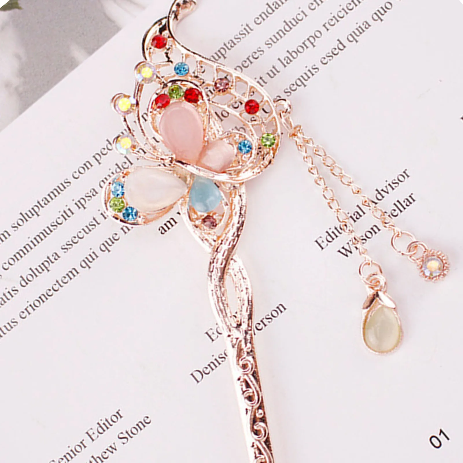 Chinese Style Hair Stick Hairpin Ethnic Style Rhinestones Crystal Hair Chopstick for Chinese Hanfu Cosplay Costume image 2