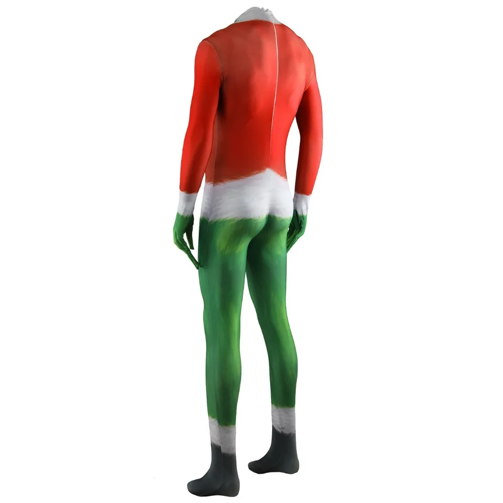 Costume de cosplay de monstre vert de Noël pour adultes et enfants, déguisement, combinaison, masque, batterie, Halloween, carnaval, vêtements de fête, jeu de rôle