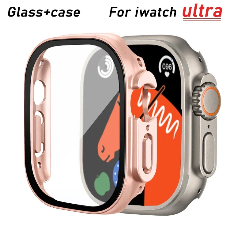 Glass+case For Apple Watch Ultra 49mm strap smartwatch PC Bumper+Screen Protector Tempered Cover iwatch series band Accessories