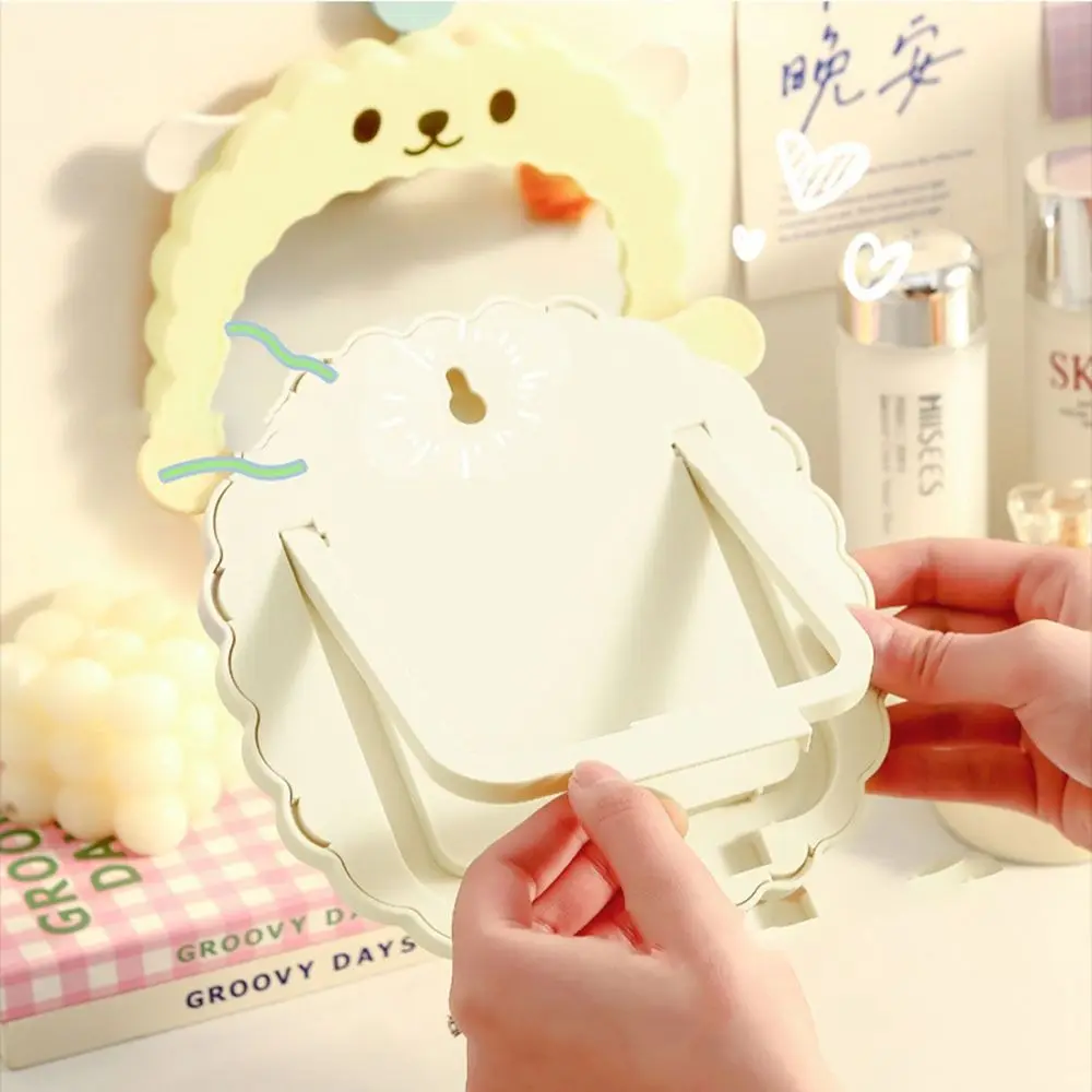 Portable Cartoon Desktop Stand Mirror Cute Sheep Kawaii Makeup Mirror Dual-purpose Wall-mounted Vanity Mirror Girls