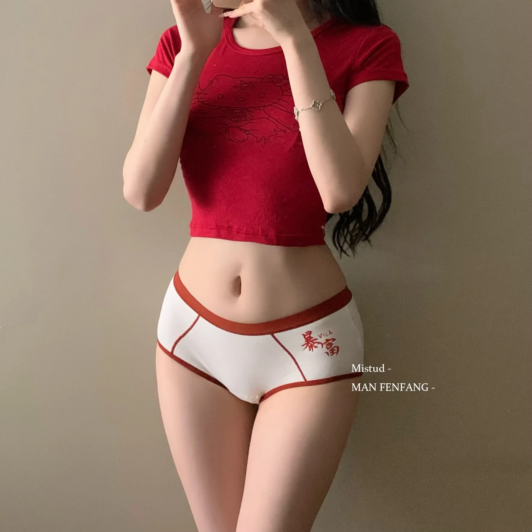 SP&CITY New Year Red Chinese Letter Cotton Women's Underwear Low Waist Soft Breathable Seamless Panties Comfortable Daily Briefs