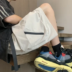 2024 verão novo estilo japonês tamanho grande shorts finos homens soltos na altura do joelho calças hip hop streetwear masculino calças curtas