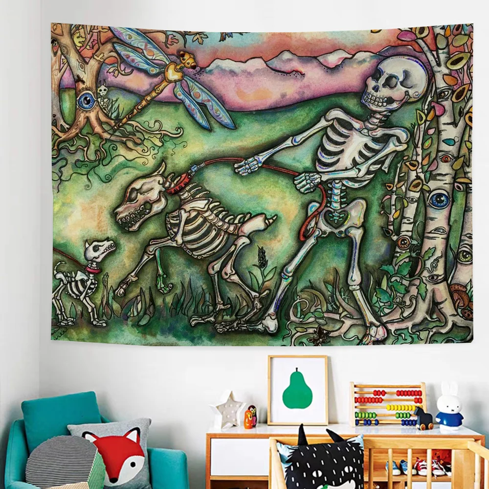 Psychedelic Mushrooms Gobelins Decoration Bed Room Decor Y2k Wall Cloth Bibble Cheap Things Van Gogh Anime Tapestry Aesthetic