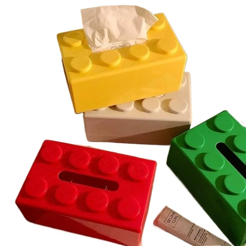 Creative dopamine building blocks paper towel storage box ornaments living room dining table coffee