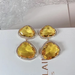 SENYU Luxury Irregular Big Stone Earring Fahsion Jelly Cubic Zirconia Lady's Party Jewelry Gifts Drop Earrings