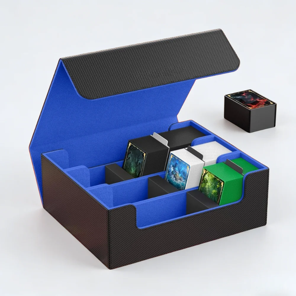 Trading Card Storage Box, Holds 1800+ Sleeved Cards, Magnetic Closure PU Leather Card Case for MTG, PTCG, YGO, Sports Cards