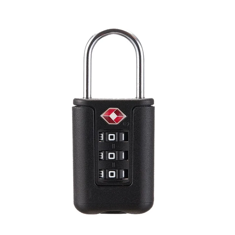 TSA Customs Code Lock for Travel Luggage Password Changeable black Lock Contrast Design Padlock 3 Digit Combination