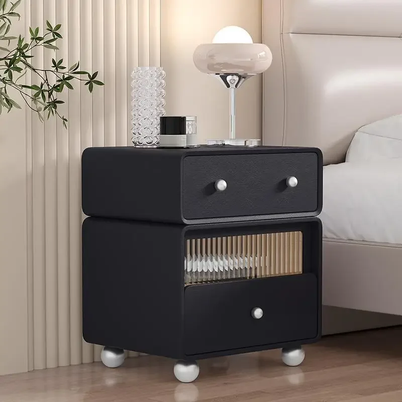 yyhcSolid wood simple modern bedside table new creative installation-free rounded corner home bedroom design children's storage