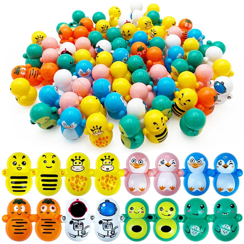 10/30/50pcs Mini Tumbler Toys Party Favors Cartoon Animal Kawaii Self-righting Doll Tumbler Bulk Toys for Boys Girls Goodie Bag