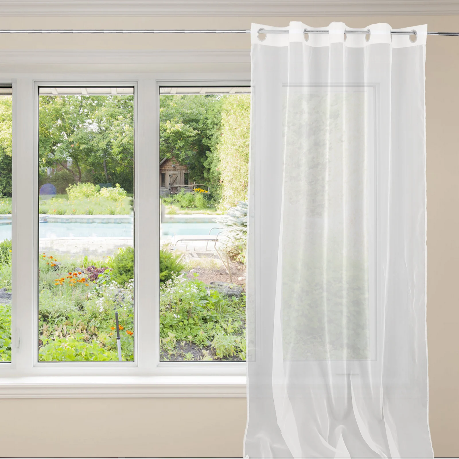 ستارة شفافة من البوليستر شفافة شبه قابلة للتعتيم لغرفة النوم والشرفة وفلتر الخصوصية وستائر النوافذ وفلتر الضوء سهل التركيب