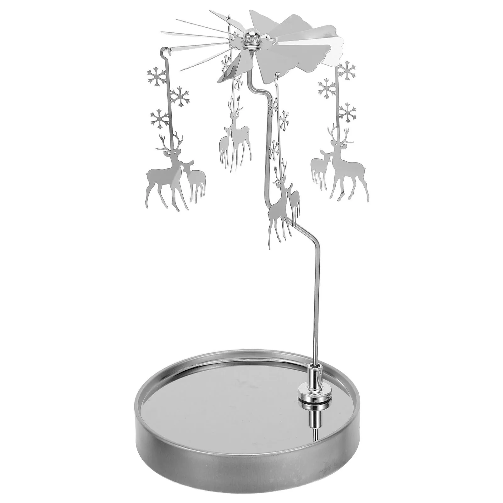

Stainless Steel Tray Holder Spinning Tea Light Rotating Base Holiday Home Decor Carousel Windmill Candlestick