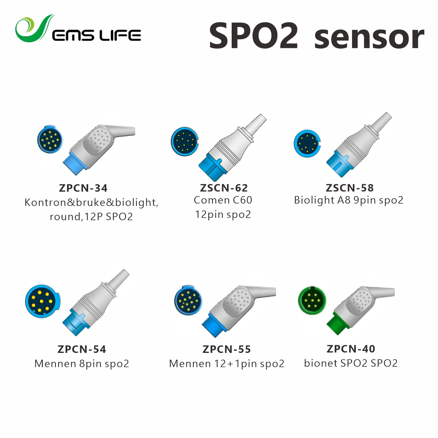 5pcs packing SpO2 Medical Connector Assembly for Patient Monitor Repair Compatible with Comen biolight mennen Bionet Monitors