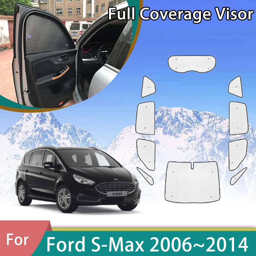 

Автомобильный солнцезащитный козырек с защитой от УФ-лучей для Ford S-Max MK1 Smax S max 2006 ~ 2014 2013 Полное покрытие оконные шторы защитные наклейки аксессуары