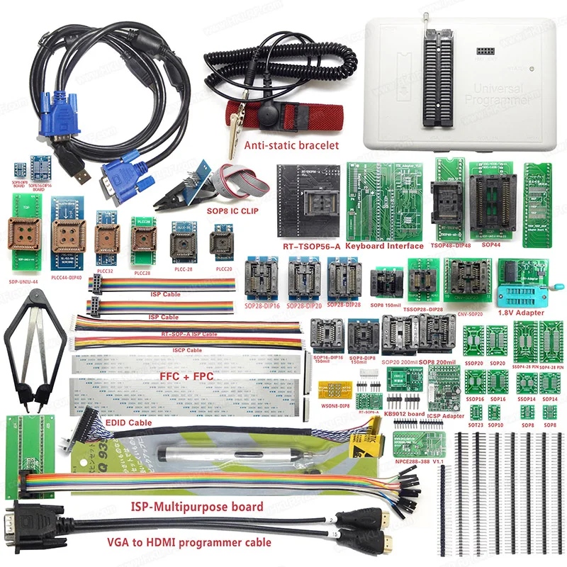 In stock 2026 Wholesale RT809H EMMC USB Universal programmer + 51 socket adapter TSOP48 Socket BGA burning seat