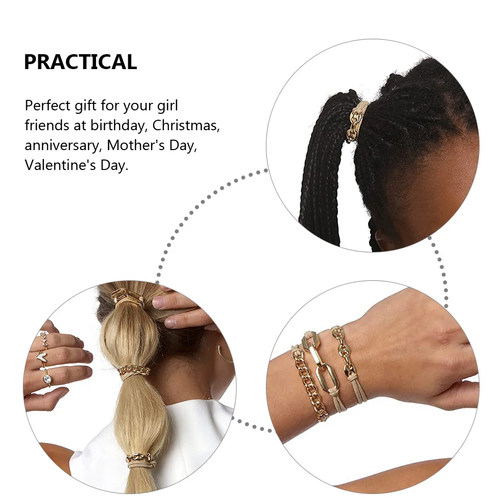 

3 Pcs Hair Tie Accessories Women Girls Bracelet Ponytail Holders Stylish Fashion Fits Most Easy Wear Hair Wrist Decor