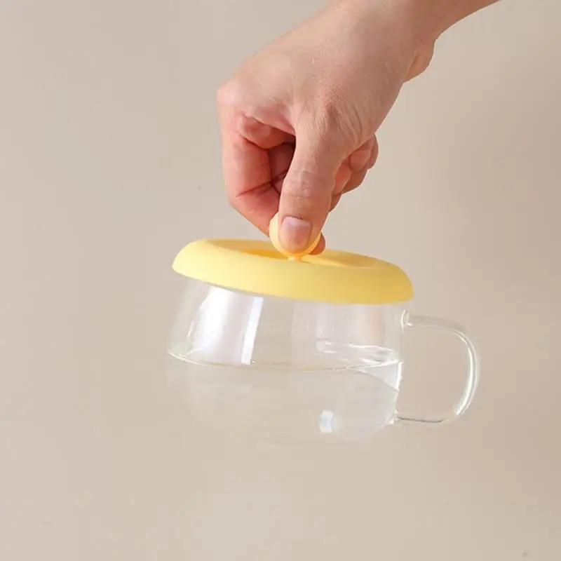 Couvercle de Tasse à Café Rond Universel en Silicone, Anti-Poussière, Scellé avec Porte-Cuillère, à Degré de Chaleur