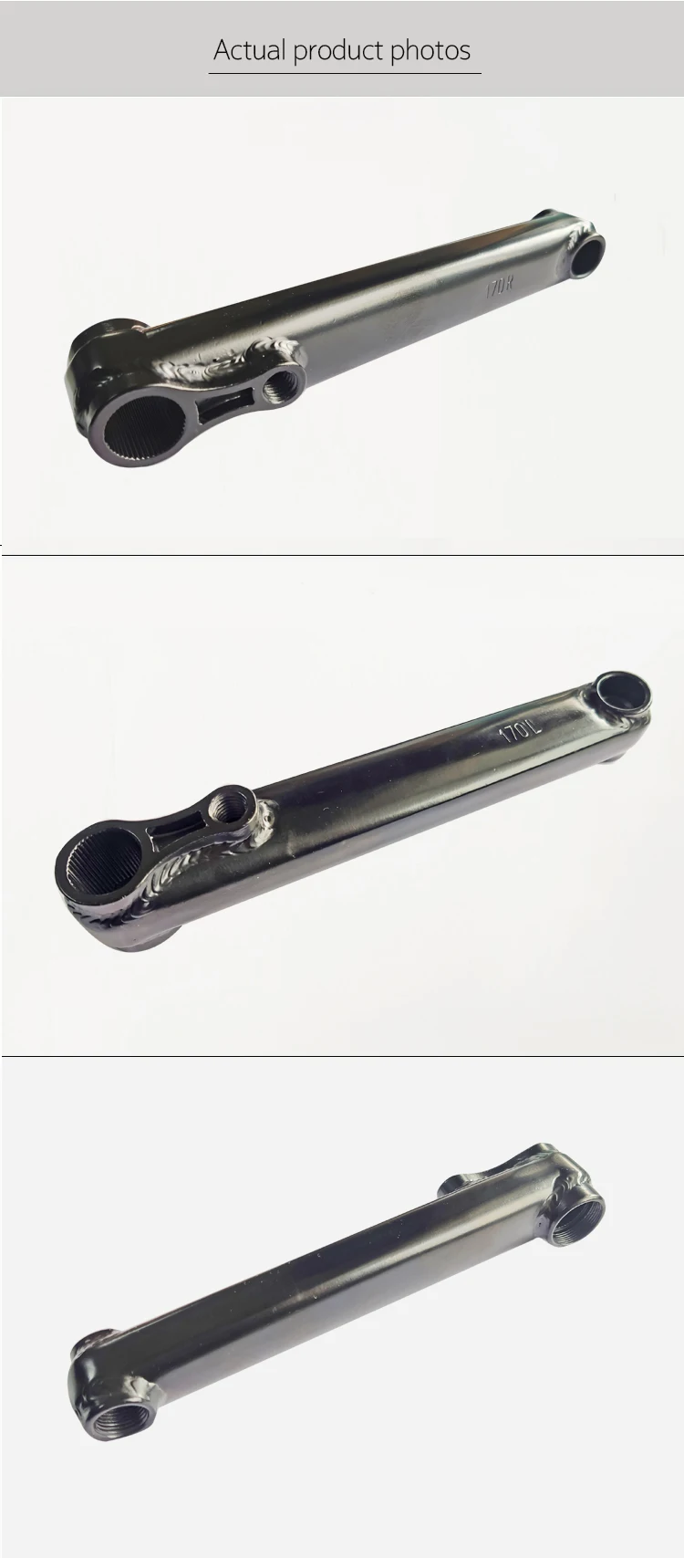 BMX BIKE Crankarm Chrom Schwarz CRMO Stahl 48T*19MM*170MM 9/16 Mid BB/ Euro BB/ Spanisch BB/ American BB – Detail 5