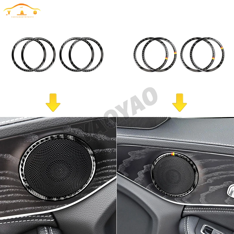 

Carbon Fiber Car Audio Speaker Door Loudspeaker Trim Ring Cover Sticker For Mercedes Benz C Class W205 E Class W213 GLC Class X2