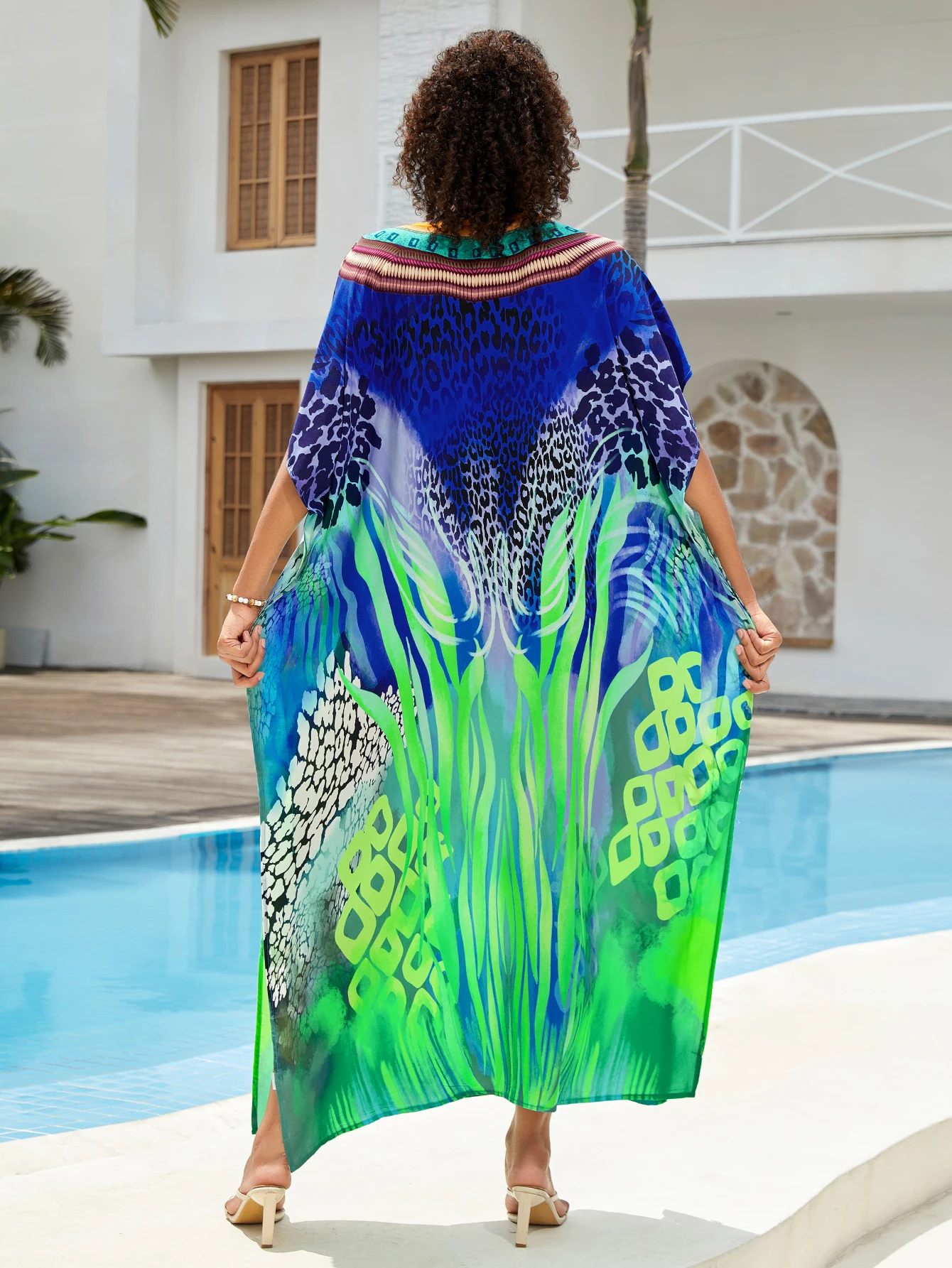 Women V Neck Kaftan Maxi Dress - đánh giá và giá Cover Up Kaftan