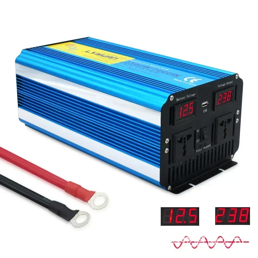 

2025Lvyuan Brand Dual Digital Display 3500/7000W Pure Sine Wave Inverter 12V/24V 110V/220V Converter for Home Car Single WIFI