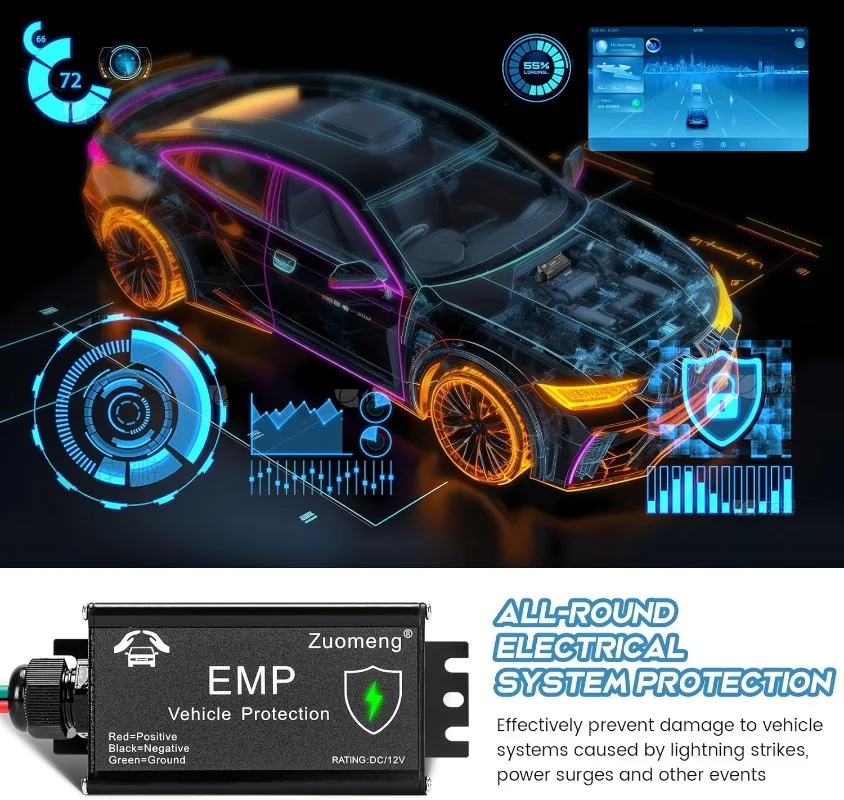 Vehicle EMP Protection, 12 Volt DC for Cars and Trucks, Solar Flare & Surge Protection