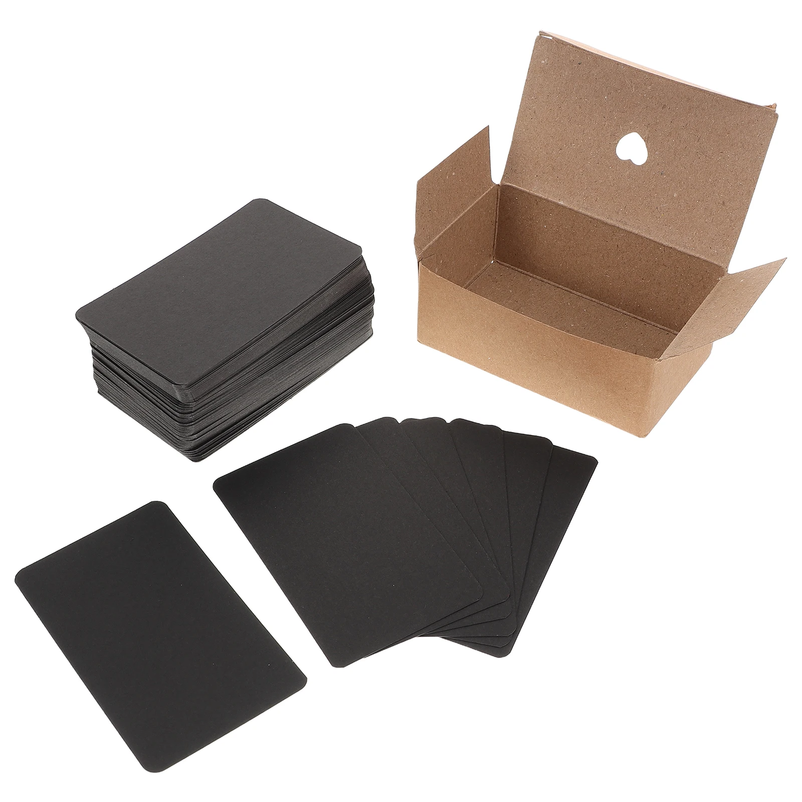 

100pcs Black Blank Cards Sturdy Paper DIY Note Playing Word Signature Game Greeting Card Making Printable Business for Students