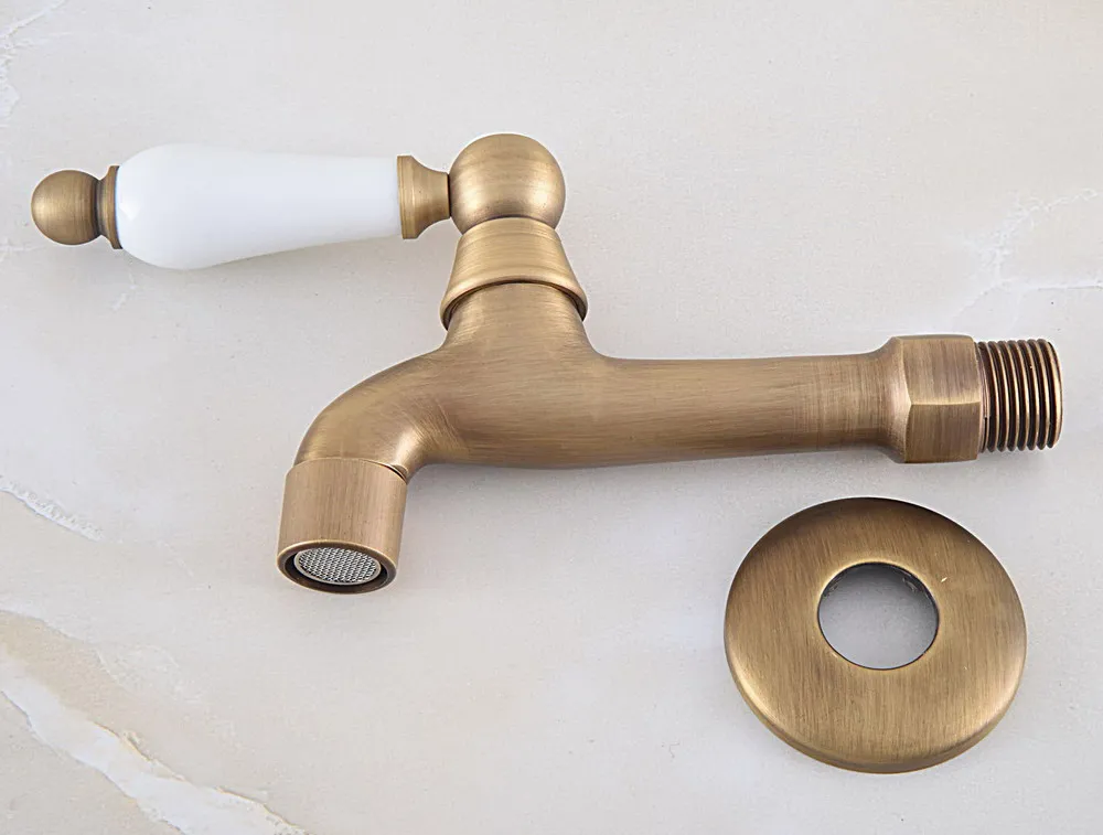 Vintage Retro Antique Brass Wall Mount Mop Faucet Out Door Garden Sink Mop Pool Toilet Single Cold Water Taps Dav312