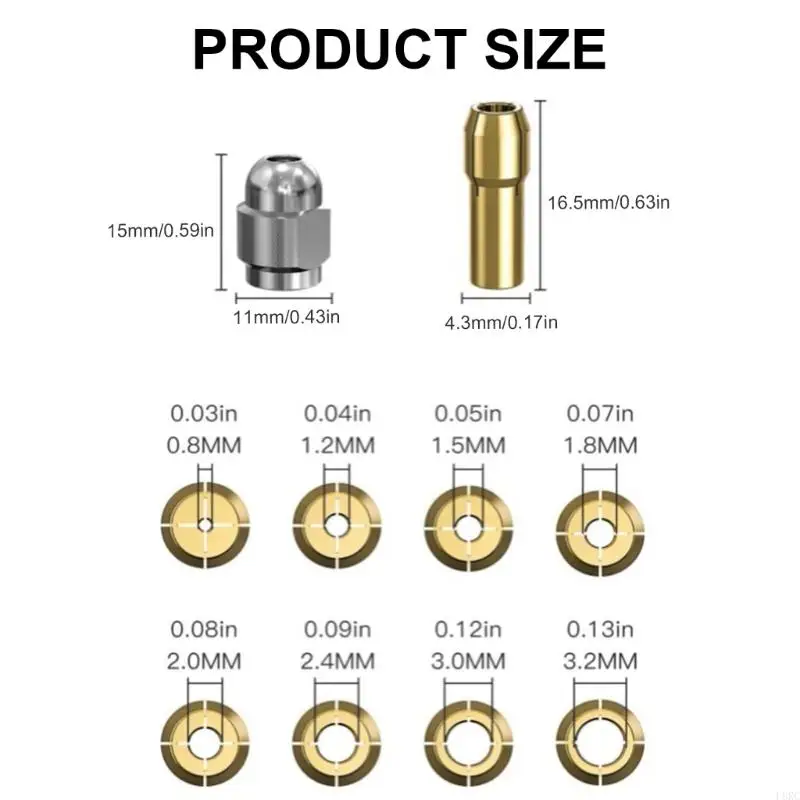 L8RC Mur Collet 0.5-3.2Mm Adaptor Chuck Bor Collet Mata Bor Listrik Kecil