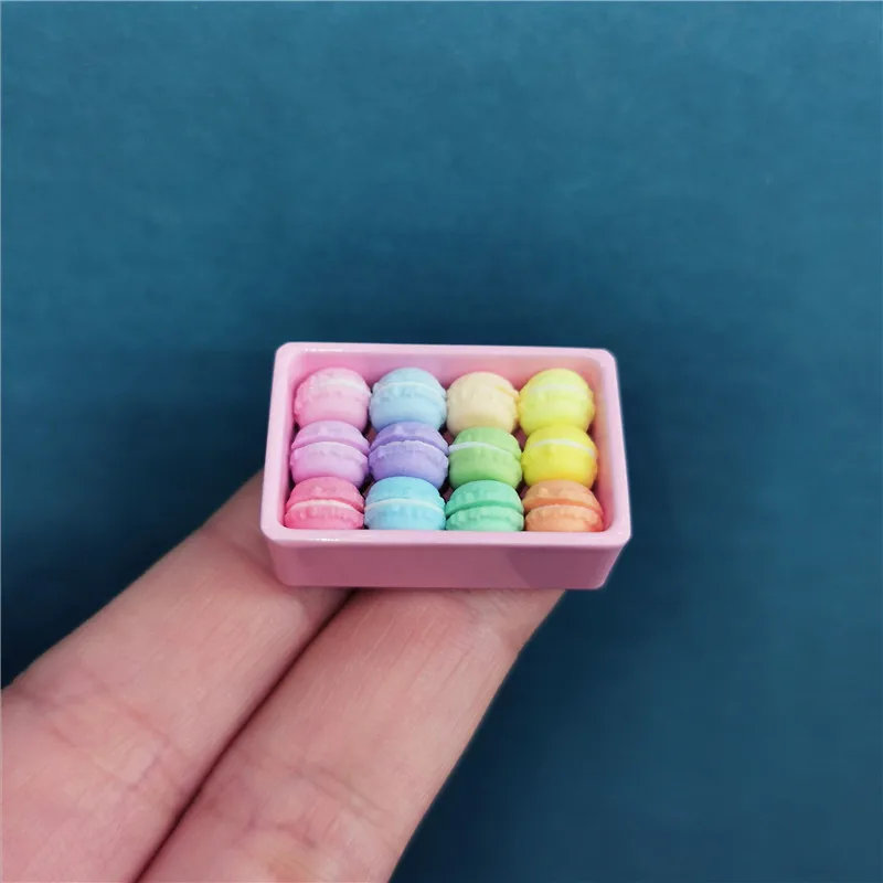 Doll House Mini Simulation Macaron Biscuit Miniature Food Play Model Display Supermarket Handmade Props