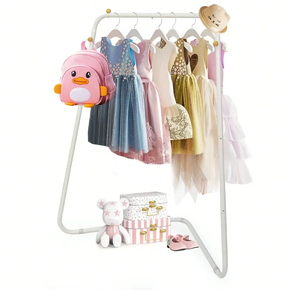 

Clothing Corner Rack, Dress Storage For Little Girls With Bottom Storage Shelf, Cute Toddler Wardrobe Cloest Garment For Han