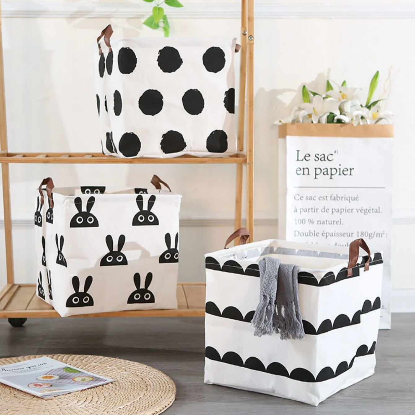 Large Capacity Fabric Storage Basket with Practical Open Design, Suitable for Storing Clothes, Toys, and Miscellaneous Items