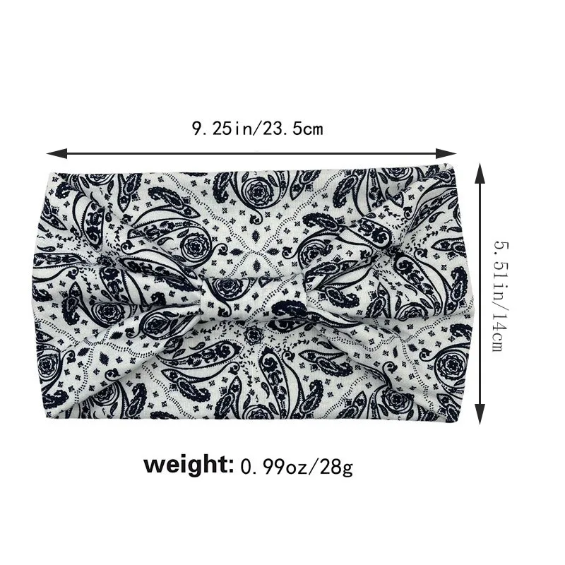 カシューナッツの花の結び目模様の幅広ヨガスポーツ用伸縮性コットンヘアバンド