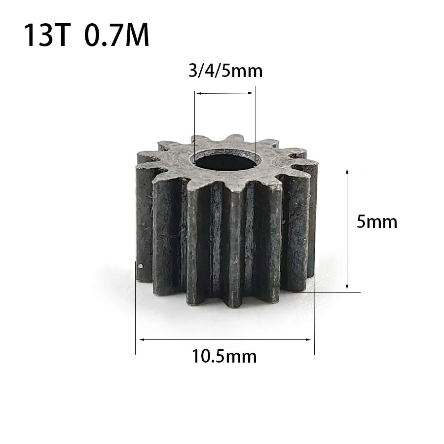 13T 0.7M Carbon Steel Gear 13 Teeth Od10.3mm Height 5mm Hole 3/4/5mm Metal Pinion