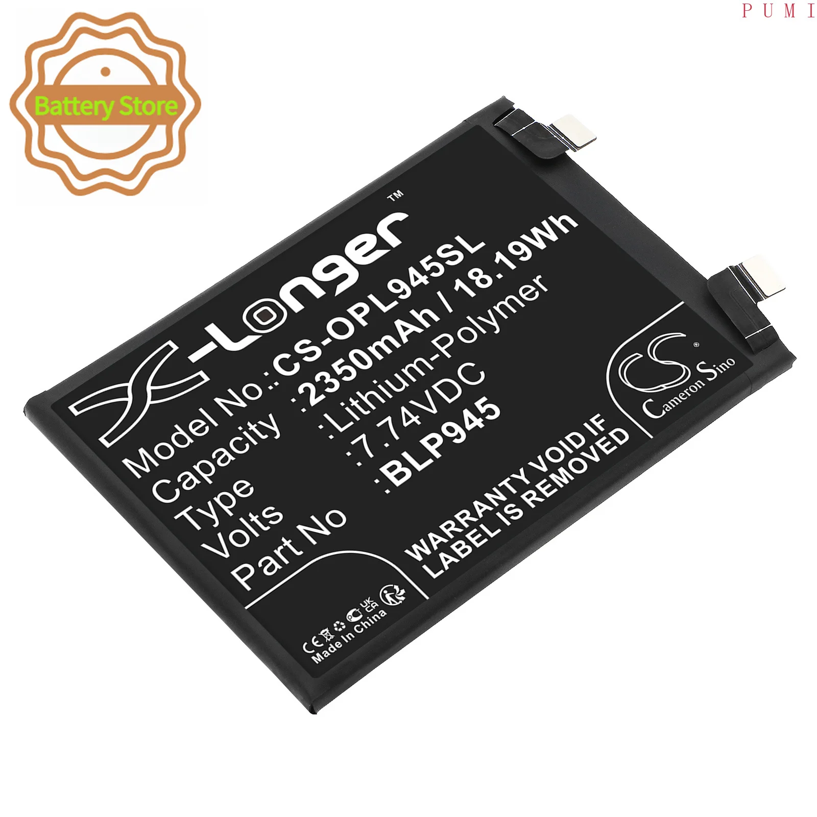 For Oneplus 10T 5G, ACE Pro, Ace Pro 5G, CPH2413, CPH2415, CPH2417, CPH2419, PGP110 BLP945 2350mAh / 18.19Wh Notebook, Laptop