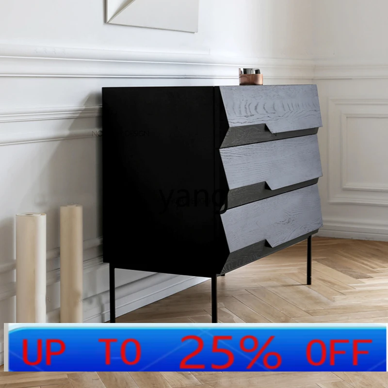 LH  new black oak three-bucket cabinet modern simple drawer cabinet art storage cabinet