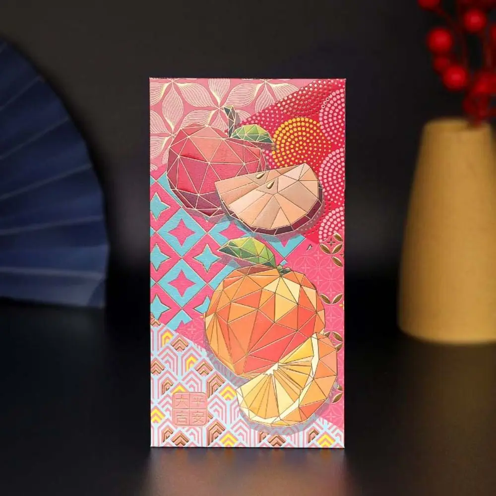 6Pcs/set New Year Decorations Red Envelope Chinese Dragon Year Greeting Card Money Pocket Bronzing Flower Printed Luck Money Bag