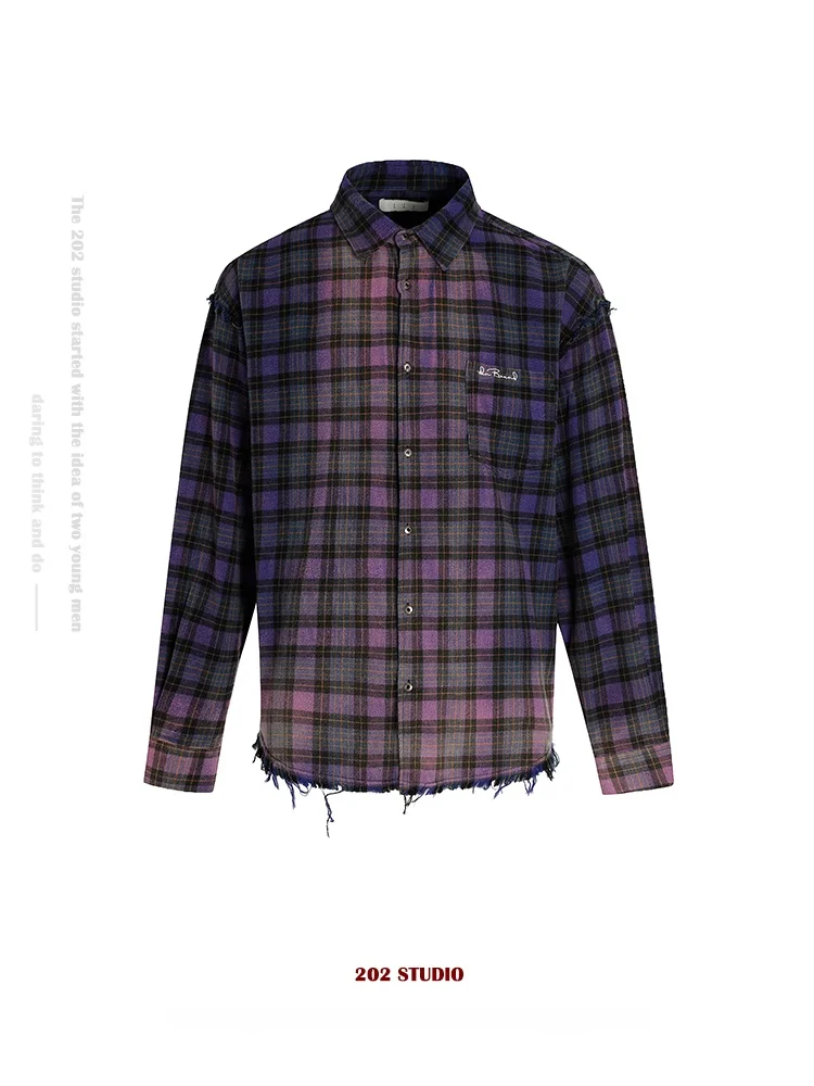 

Клетчатая длинная све irt ex в стиле ретро, свободная повседневная универсальная куртка irt в американском стиле High Street, весна-осень, хлопок