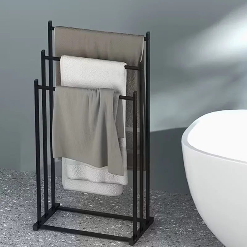 Modern 3-Tier Freestanding Towel Rack - Heavy Duty Floor Bathroom & Pool Drying Stand, Space-Saving Multi-Functional Organizer