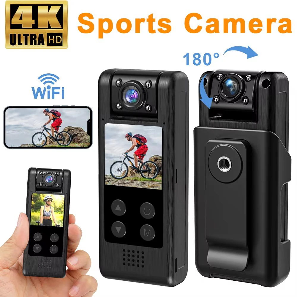 4K Mini Camera Full HD Body Mounted WIFI Camera 8-128GB Video Recording Cam Night Vision Outdoor Sport Wearable Micro Camcorder