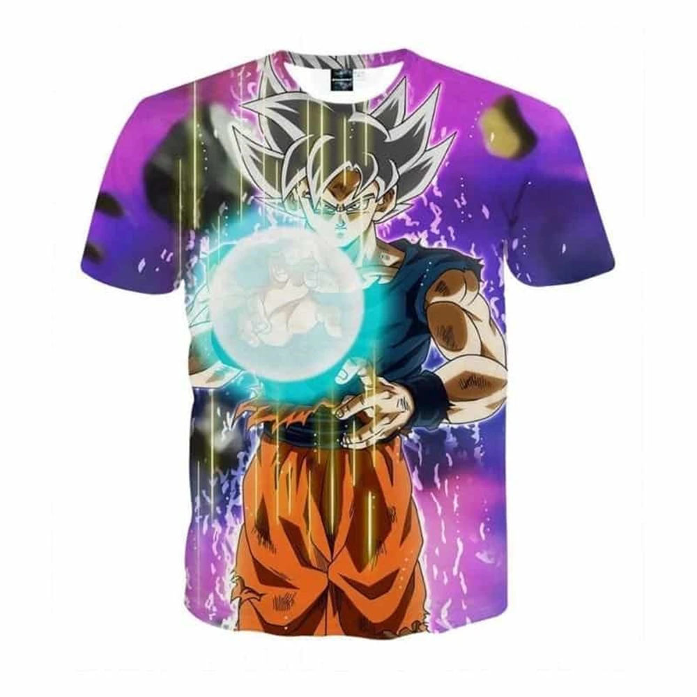 Camiseta de Verano con Estampado 3D de Goku Ultra Instinct de Dragon Ball Z, Anime Japonés, para Niños y Adultos, Cosplay, Cuello Redondo