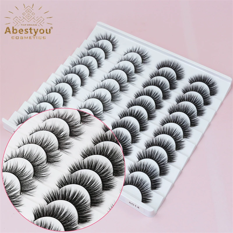 Abestyou 20 Pairs False Lashes Short Wispy Individuals 3d Faux Mink Eyelashe Extension Takma Kirpik Por Mayor Atacado Maquiagem