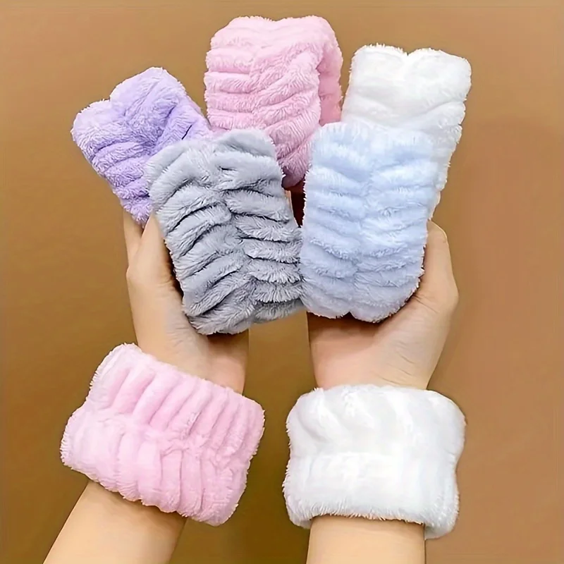 Diadema impermeable de 2 piezas, pulsera para lavado de cara, gemelos para lavado de cara, pulsera absorbente de sudor.