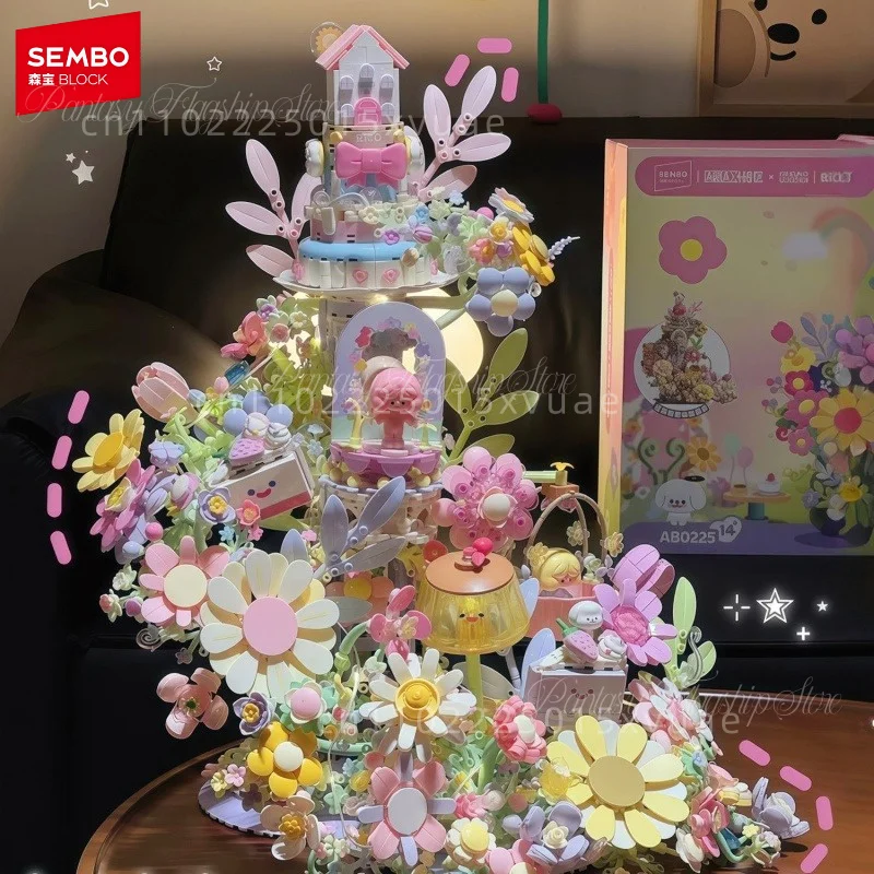 Sembo Unicorn RiCO Building Blocks Flower Sweet Castle Assembly Toys Large Models Desktop Ornament Collectible Holiday Gifts